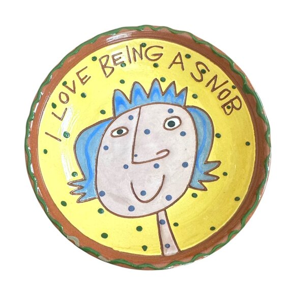 Hand-Painted Ceramic Plate "I Love Being A Snob" By Animalia Pritchett & Shelby - Picture 2 of 6